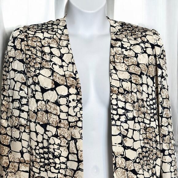 Vintage 80s Jo Hanna York Midi Dress & Jacket Set Sz 16 Blue Gold Metallic Glam - Picture 7 of 11